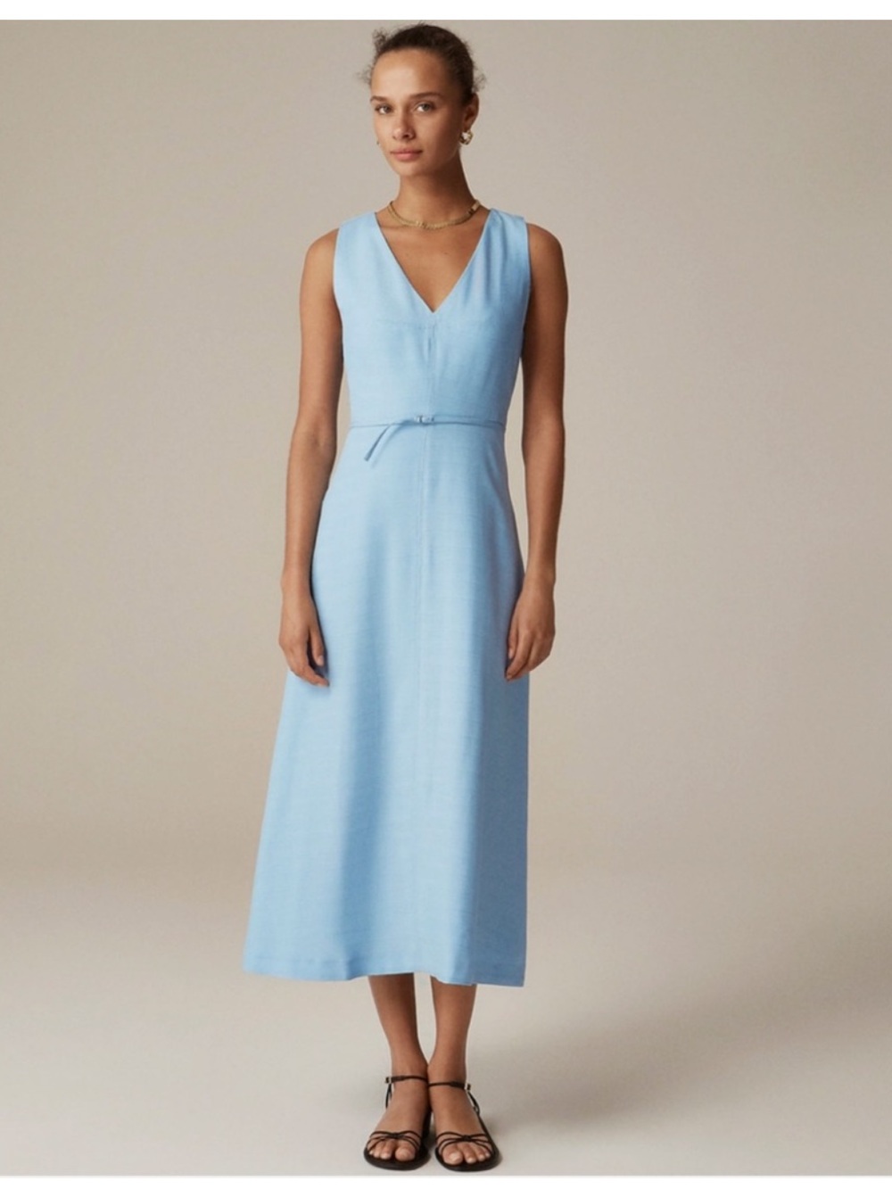 J.Crew Mathilde V-Neck Dress in Luster Canvas